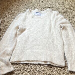 Old Navy Cream Fuzzy Crewneck Sweater